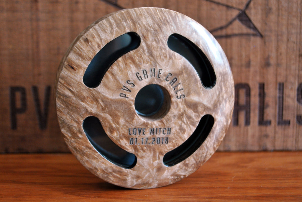 N0.7 Turkey Pot Call. Slate Over Glass - Burl Maple