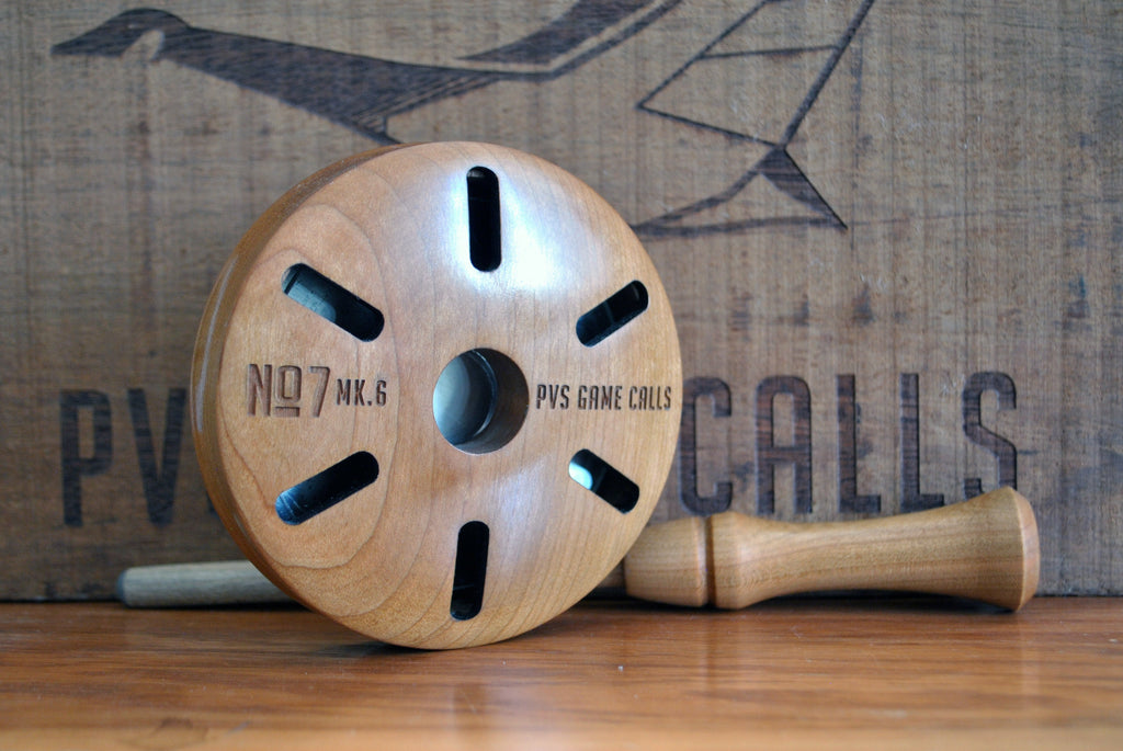 N0.7 Turkey Pot Call. Aluminum Over Glass -  Cherry Wood Oil Finish